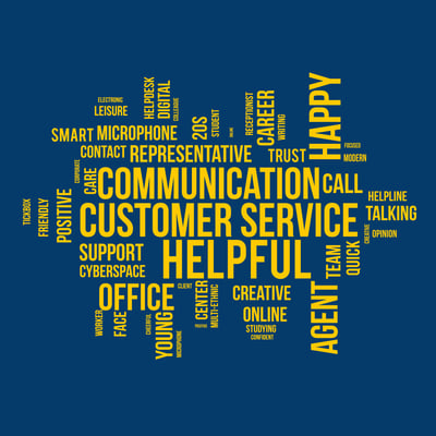 Various words that a company hopes a customer would ascribe to their customer service experience.