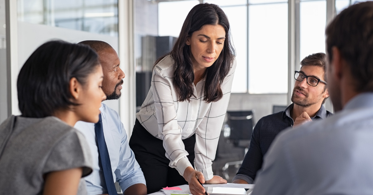 A managed services provider presenting to a group of business leaders about the solutions that might bring them the most ROI.