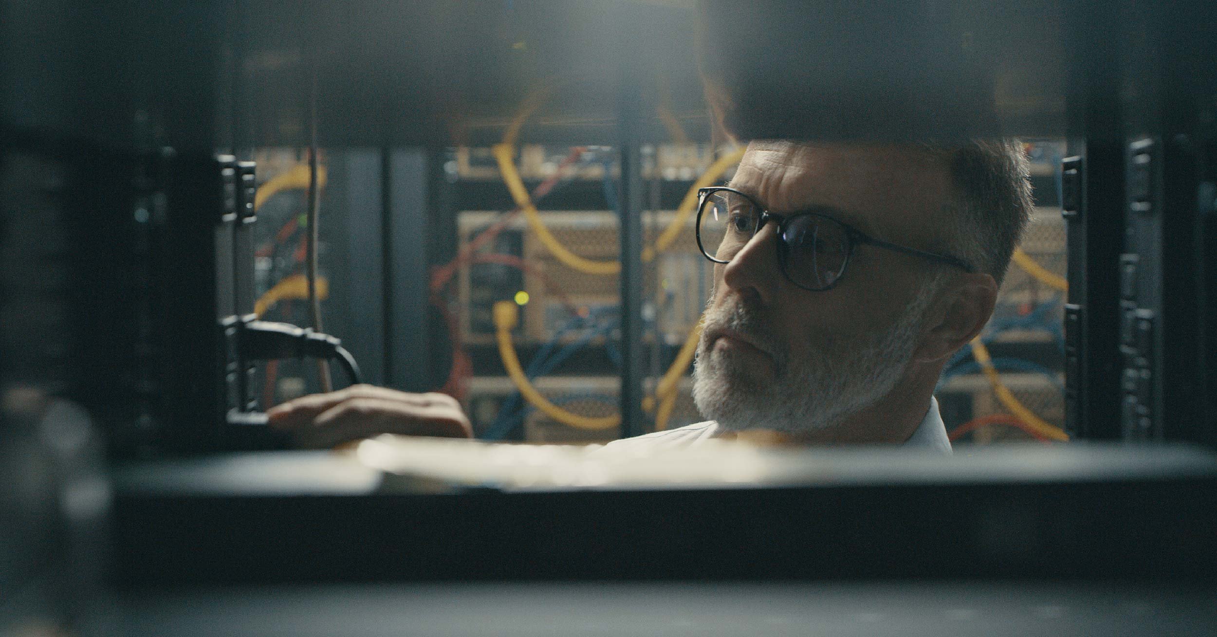 Individual working on business server