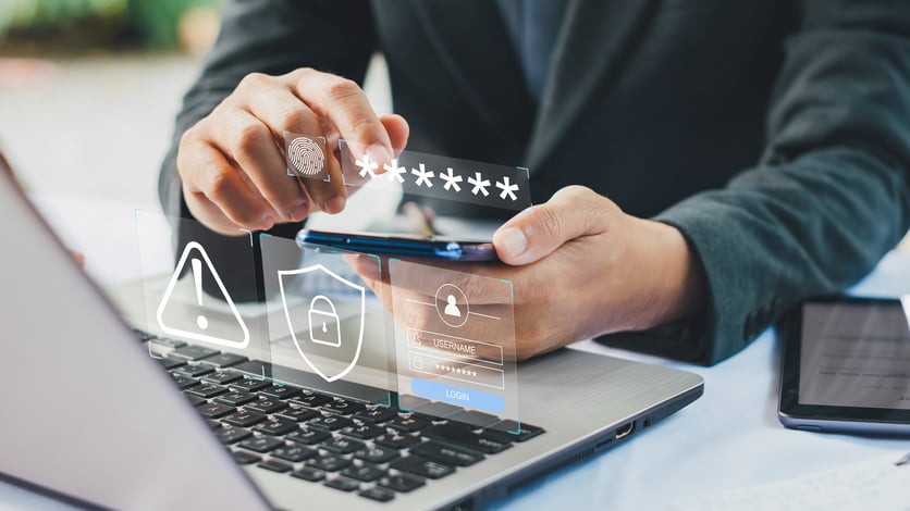 A lawyer using multifactor authentication to protect client data