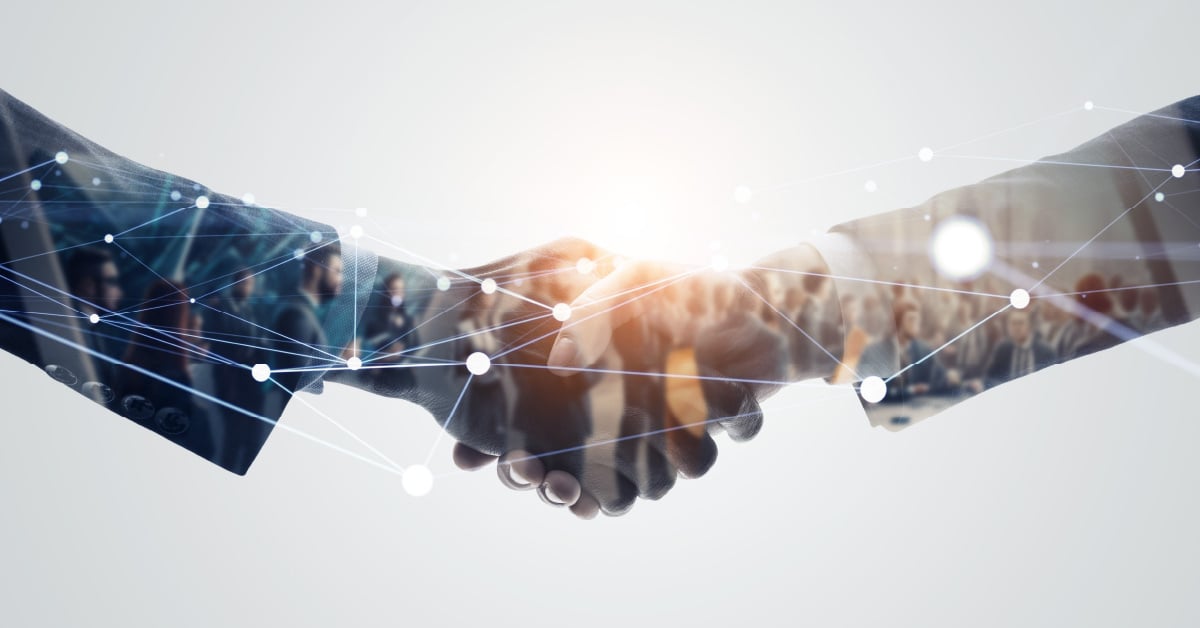 An illustration of a significant business partnership with implications for a vast number of other people and businesses.