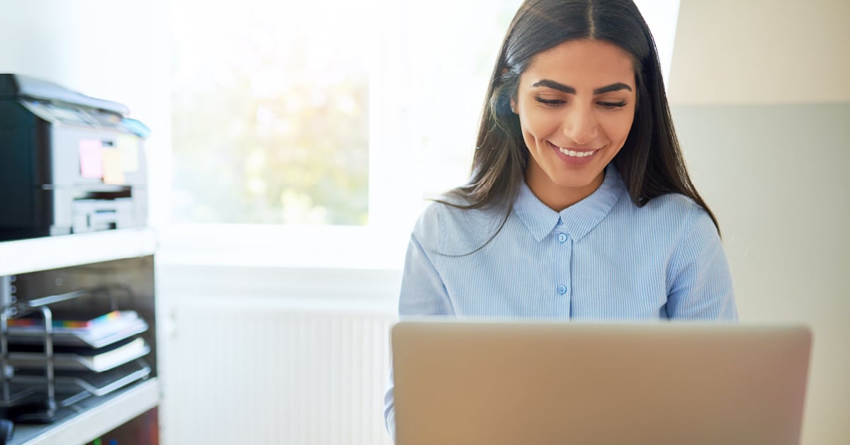 Employee doing online research.