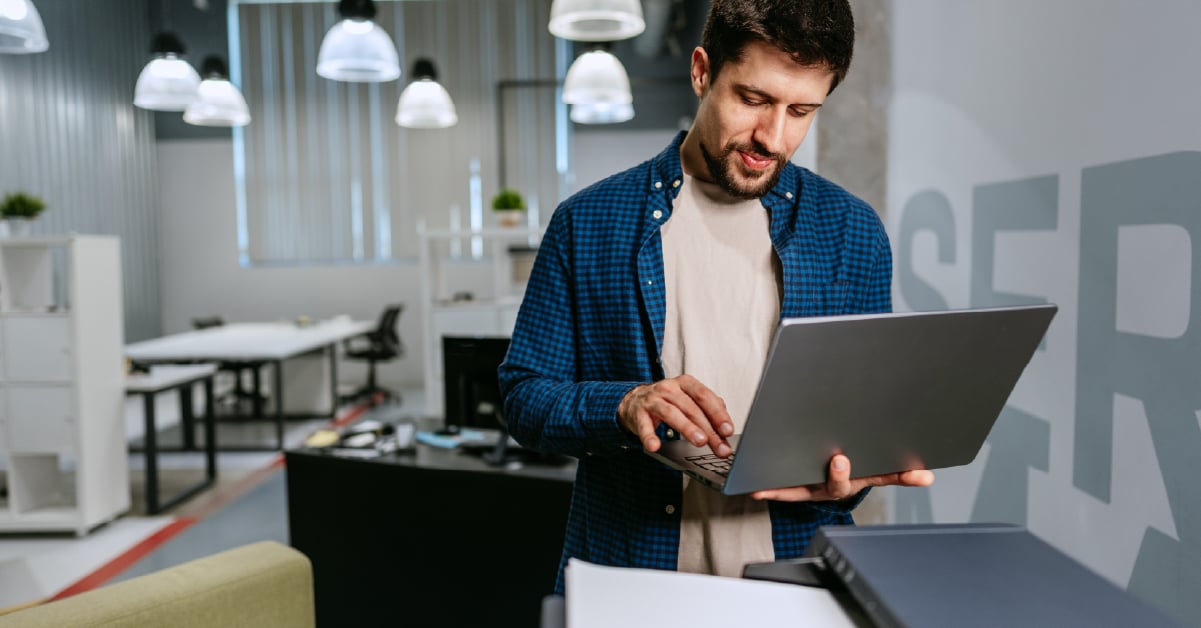 Financial professional on computer.