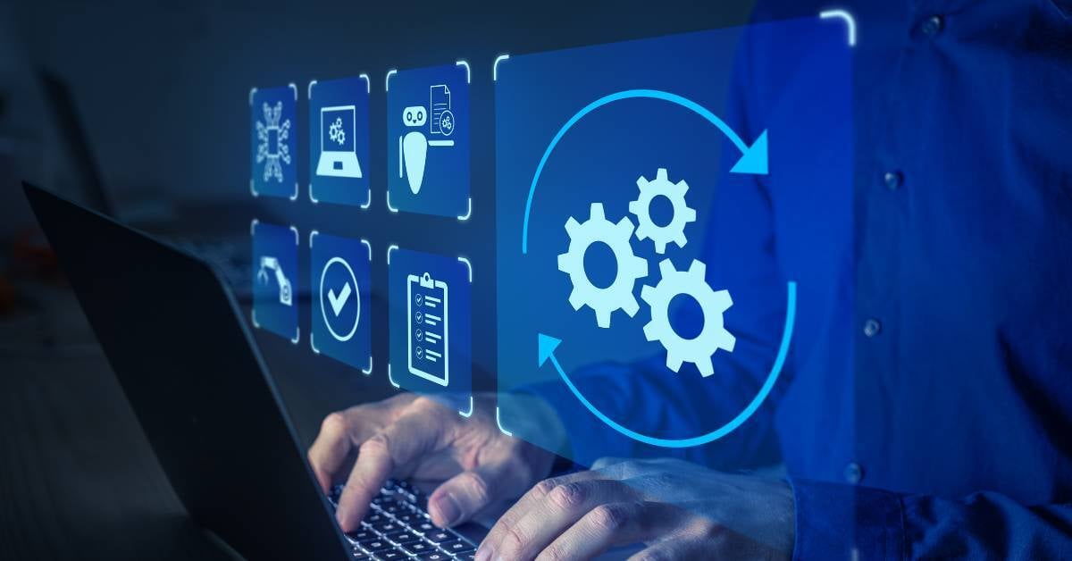 Employee configuring Microsoft teams. 