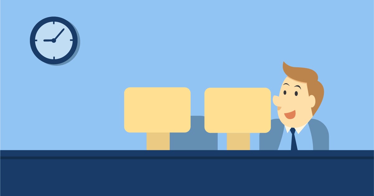 An illustration of an office worker adapting to their new unified communications platform.