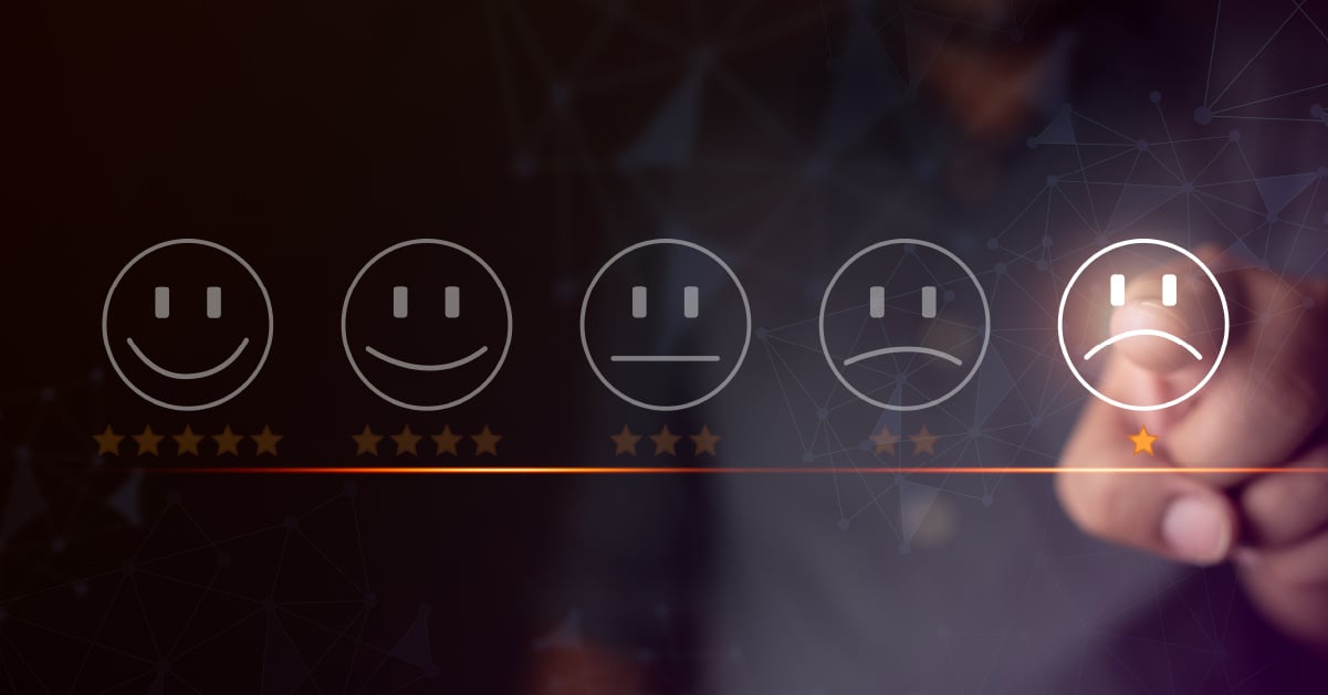 An employee uses a digitized customer experience assessment to expres that their satisfaction with a cooperative purchasing process and the value they received for the money.